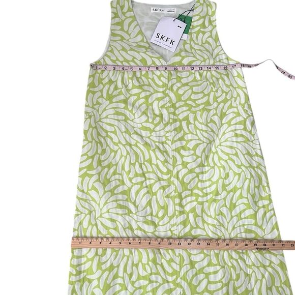 SKFK Gabriela Sleeveless Maxi Dress Green White Front Slit Size 6 Reg. $199 - Picture 7 of 14